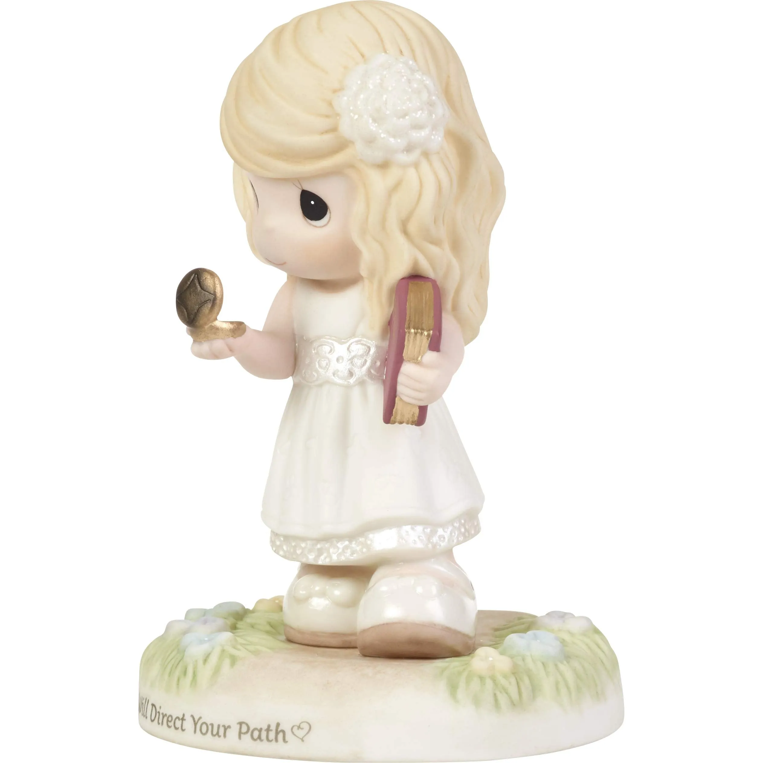 Precious Moments Confirmation Girl Holding Compass 192002 He Will Direct Your Path Bisque Porcelain Figurine, Multi