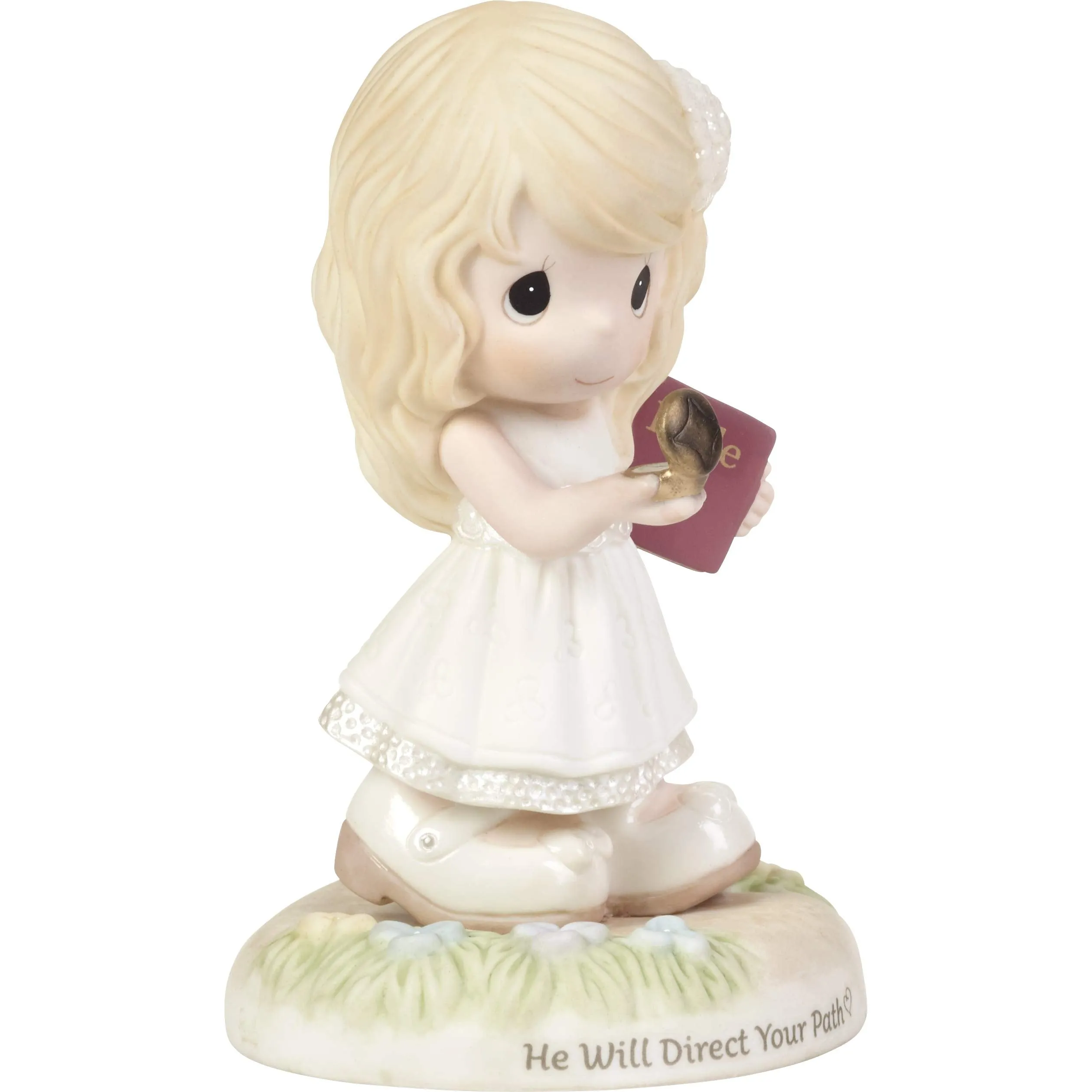 Precious Moments Confirmation Girl Holding Compass 192002 He Will Direct Your Path Bisque Porcelain Figurine, Multi