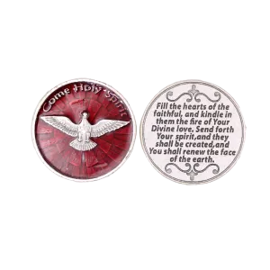 Red Enameled Come Holy Spirit Token