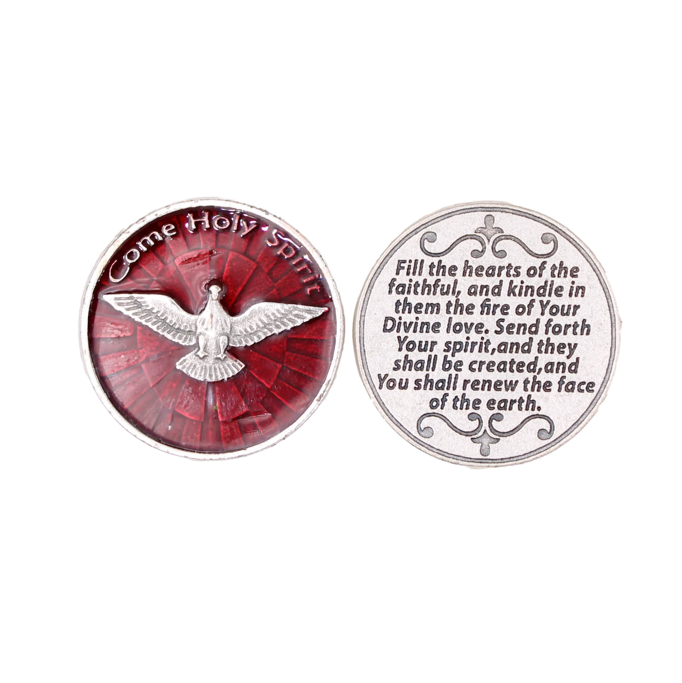 Red Enameled Come Holy Spirit Token