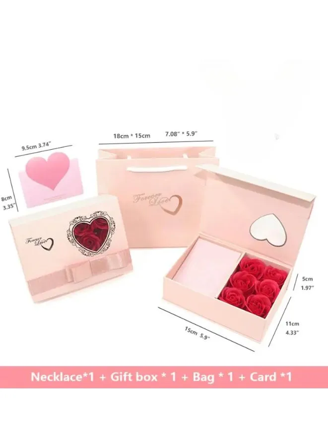 Romantic Valentine's Day Gift Box with Clover Necklace, Rose-themed Jewelry Packaging Box for Rings, Bracelets, and Necklaces – Perfect  Valentine, Mother's Day and Anniversary