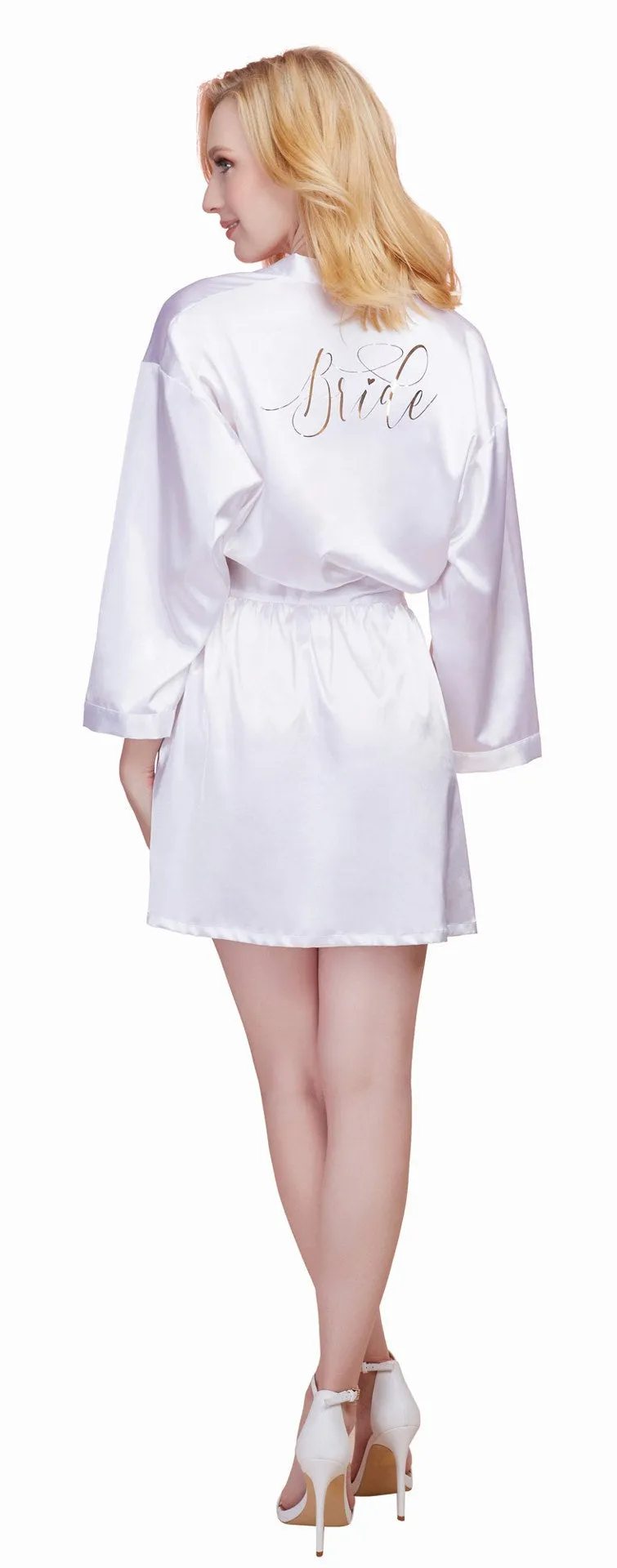 Satin Charmeuse Bride Robe with Adjustable Front Tie Closure