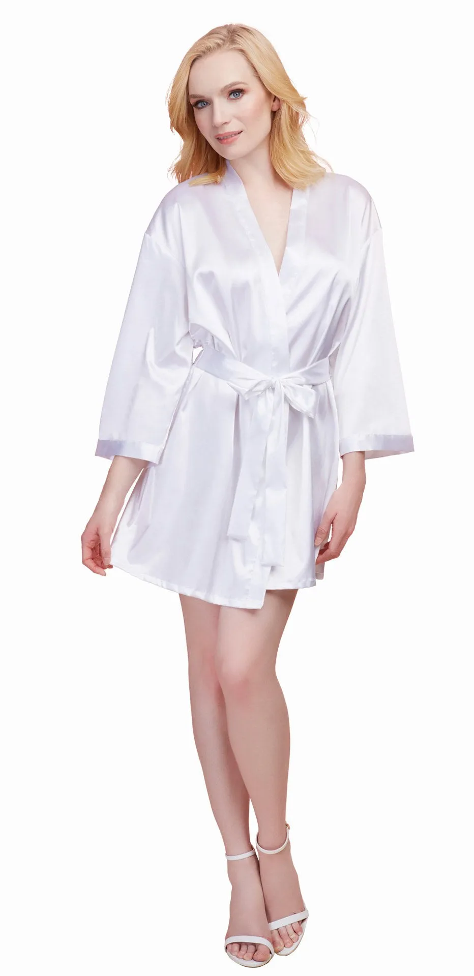 Satin Charmeuse Bride Robe with Adjustable Front Tie Closure