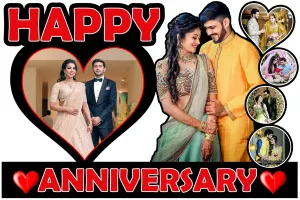 Shri Kanth Art Customized Happy Anniversary Photo Frame| Decorative Wooden Collage Photo Frame | Ideal for Anniversary Gift | Personalized Cutout Photo Frame with Name |Pack of1 (8 X 12 Inch)