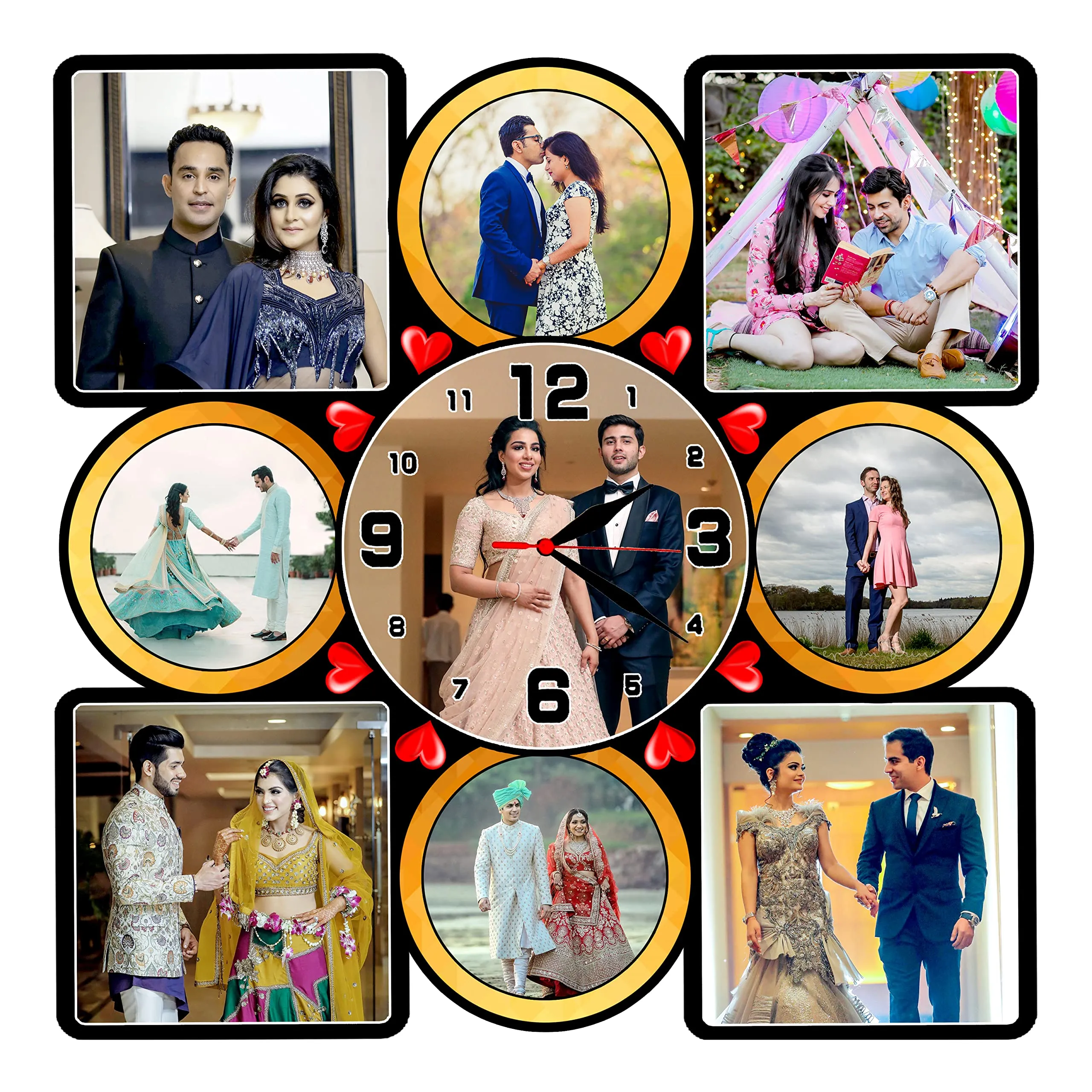 Shri Kanth Art® Personalized Sqaure Clock Photo Frame Gifts for Anniversary, Birthday, Karwa Chauth, Husband, Wife, Boyfriend, Girlfriend, Friends, Parents 12 x 12