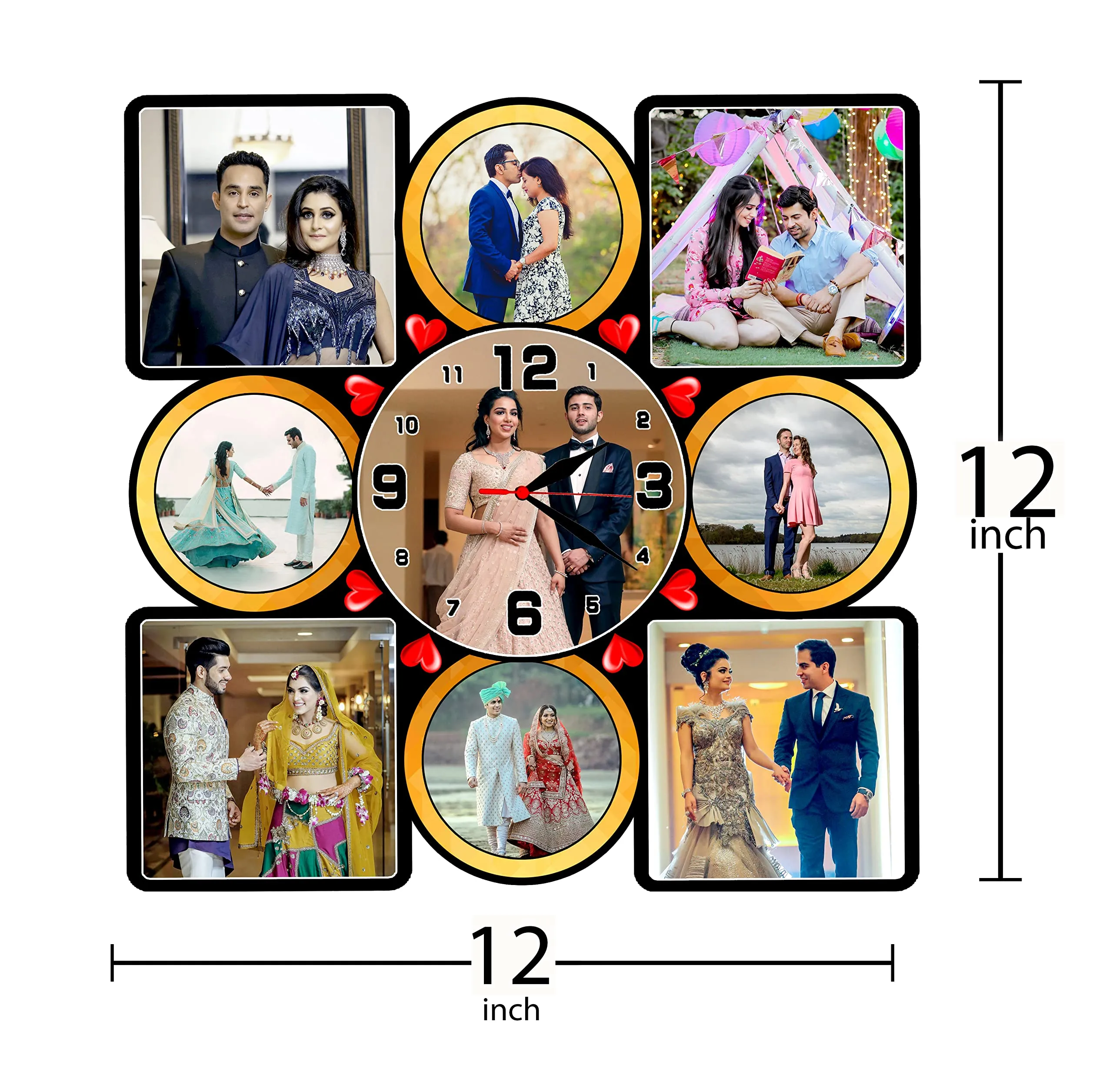 Shri Kanth Art® Personalized Sqaure Clock Photo Frame Gifts for Anniversary, Birthday, Karwa Chauth, Husband, Wife, Boyfriend, Girlfriend, Friends, Parents 12 x 12