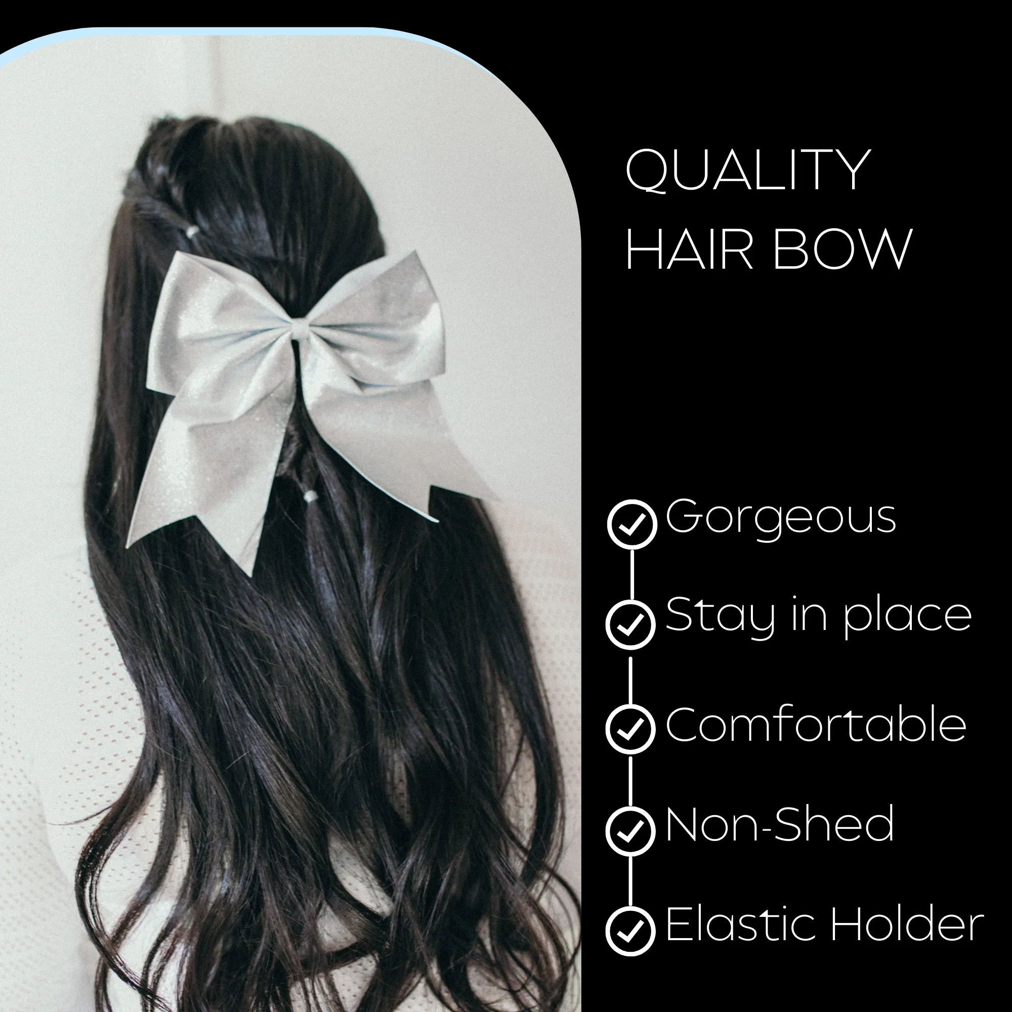 Silver Glitter Cheer Bow