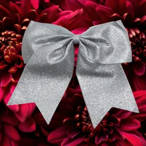 Silver Glitter Cheer Bow