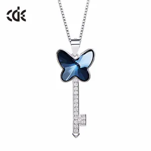 Sterling silver butterfly key necklace