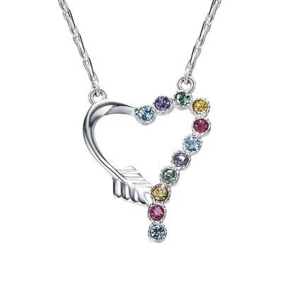 Sterling silver cute colorful heart necklace