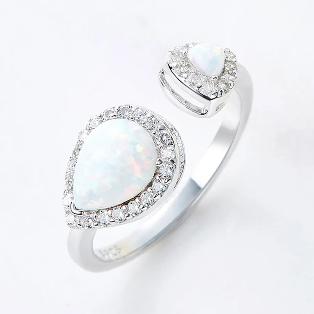 Sterling silver open blue opal stones ring