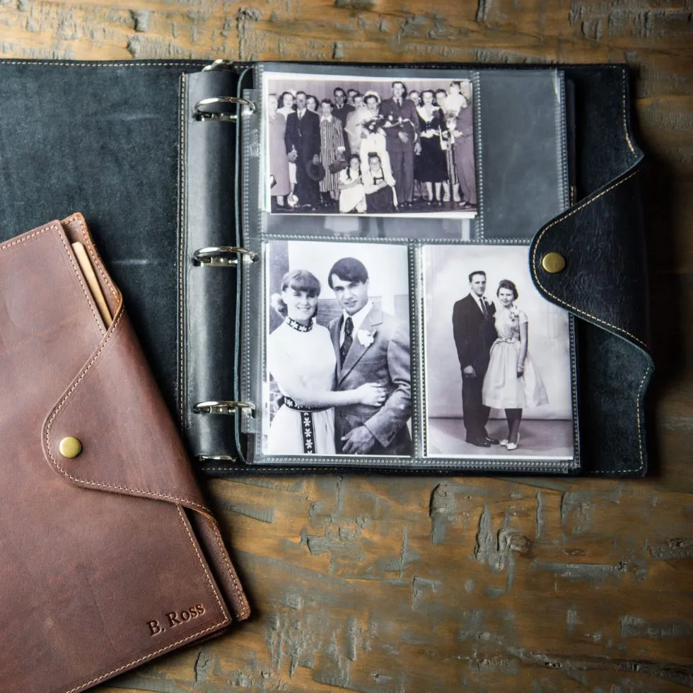 The Langley – Personalized Fine Leather 3 Ring Binder Notebook Photo Album