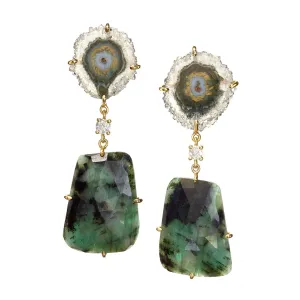 Uruguay 18K Gold One of a Kind Gemstone Earrings