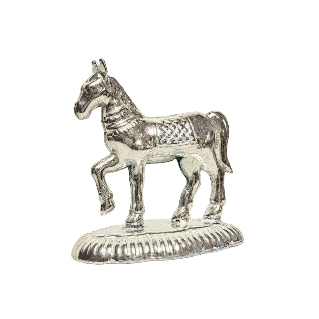 Vail Creation German Silver Horse Vastu Idol Decoration for Pooja Room Gift Worship Home Wealth Income Decor Items | Silver Horse with Left Leg Up Statue