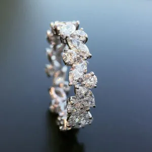 Wedding Jewelry Romantic Shiny Marquise Cut Cubic Zircon Bridal Set Ring