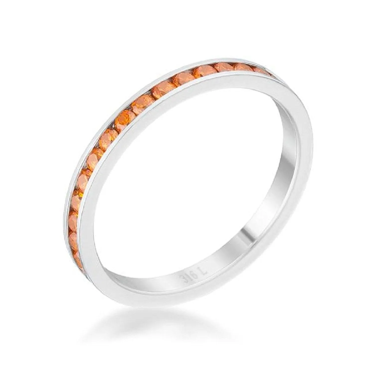 WildKlass 0.5ct Orange CZ Stainless Steel Eternity Band