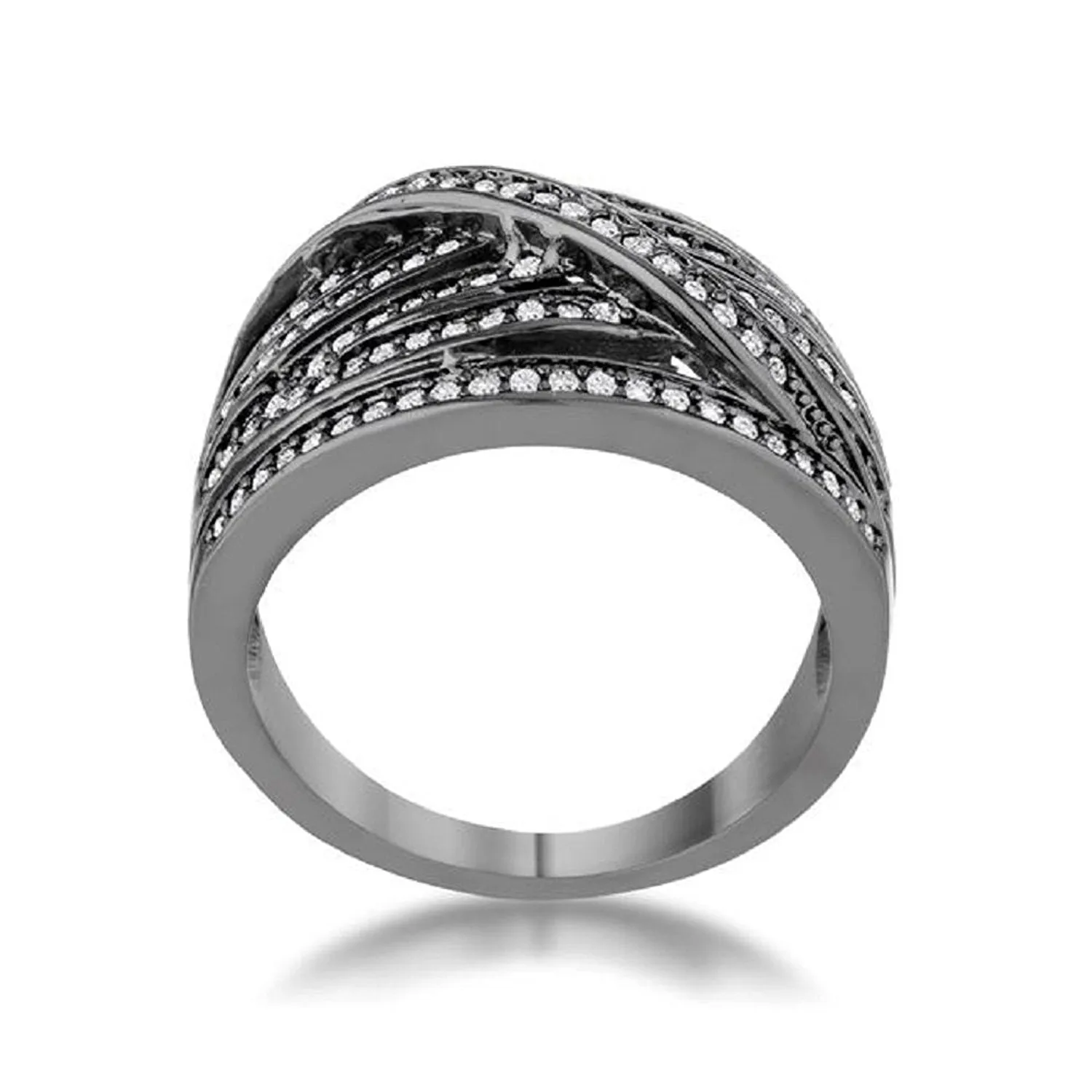 WildKlass 0.75ct CZ Hematite Wide Statement Ring