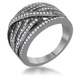 WildKlass 0.75ct CZ Hematite Wide Statement Ring